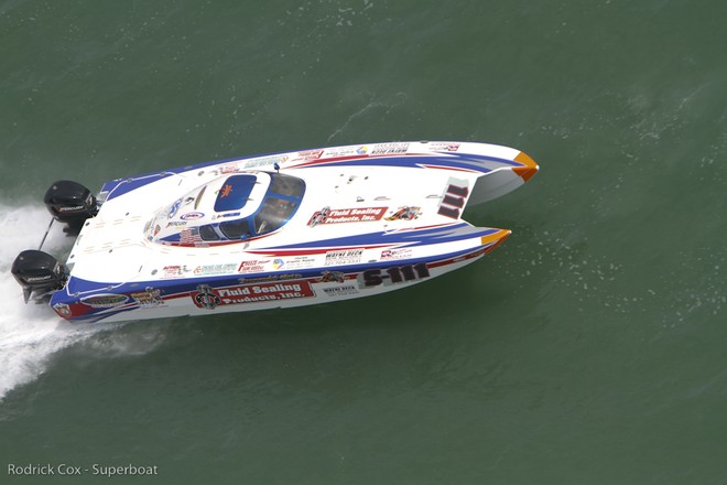 'Fluid Sealing Products' was just a little off the pace, finishing 38 seconds behind race winner, 'Mapei' in Superboat Stock. © Rodrick Cox